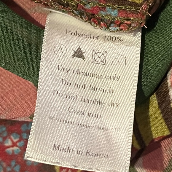 Mina UK Women’s 10 Top Button Up Blouse Floral Tie Neck Green Pink Long Sleeve - Picture 7 of 10